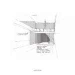 Concept sketch of the staircase area at The Hypercar Sanctuary
