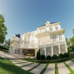 มุมมองภายนอก The Grand Colonial Sanctuary ในเวลากลางวัน กับ Façade สีงาช้างและสวนที่โอบล้อมตัวอาคาร