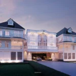 Façade ด้านหน้าของ The Grand Colonial Sanctuary แสดงองค์ประกอบสมมาตร ซุ้มโค้ง และรายละเอียดสถาปัตยกรรมนีโอคลาสสิก