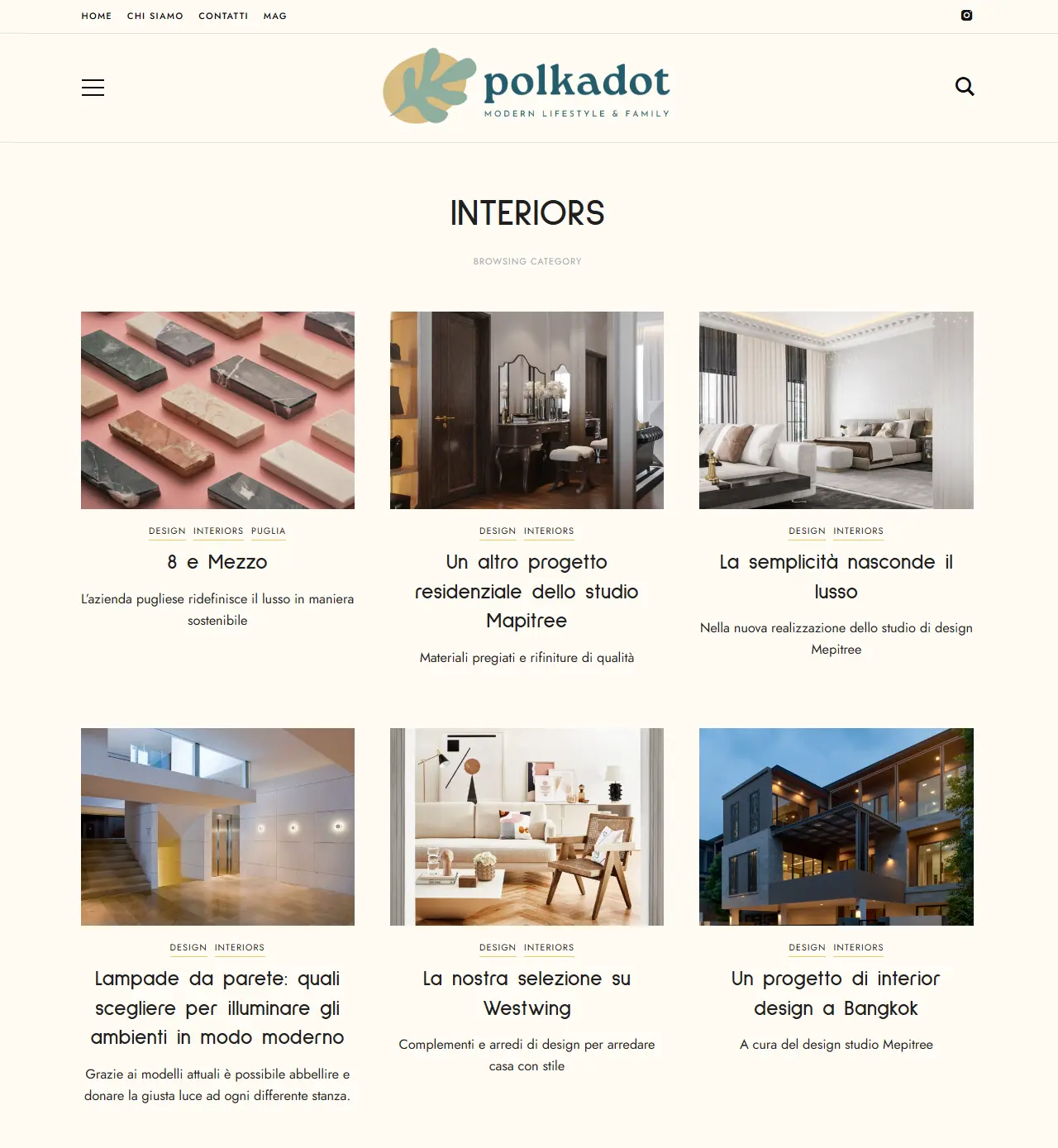 ผลงานของ MEPITREE ที่ได้รับการนำเสนอในหมวด Interiors ของ Polkadot สื่อด้าน Design จากอิตาลี