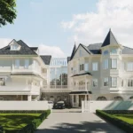 มุมด้านหน้าของ The Storybook Cottage Estate พร้อม Glasshouse กลางอาคาร